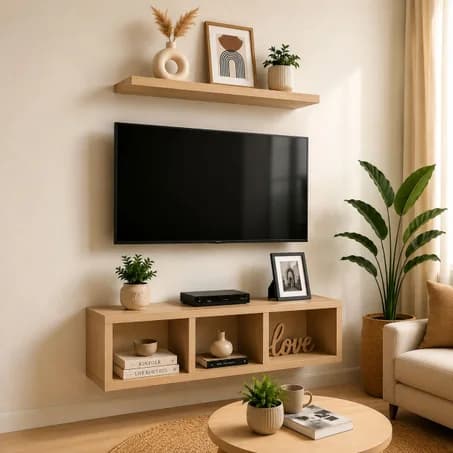Meuble TV Mural + Étagères MDF